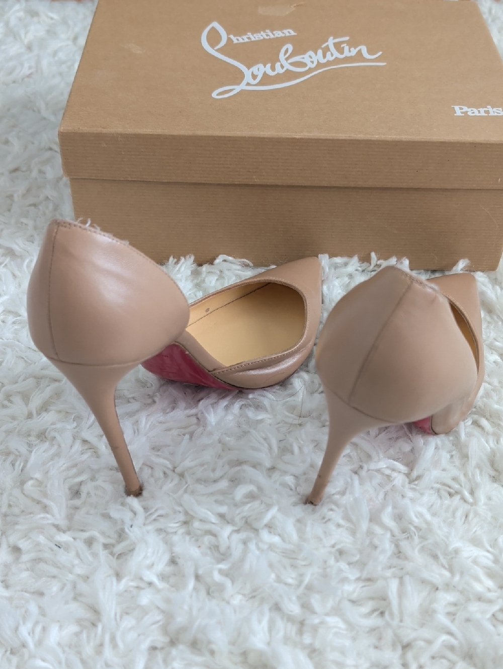 Christian Louboutin Iriza Nude Leather Pointed Toe Pumps - Picture 4 of 14